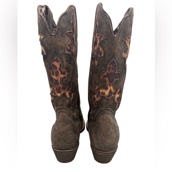 NEW Laredo Women's Aphrika Leather Mid Calf Western Leopard Print Boots Size 7 - Picture 4 of 12